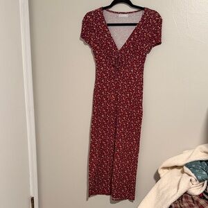 Urban Outfitters Burgundy Floral Midi Dress